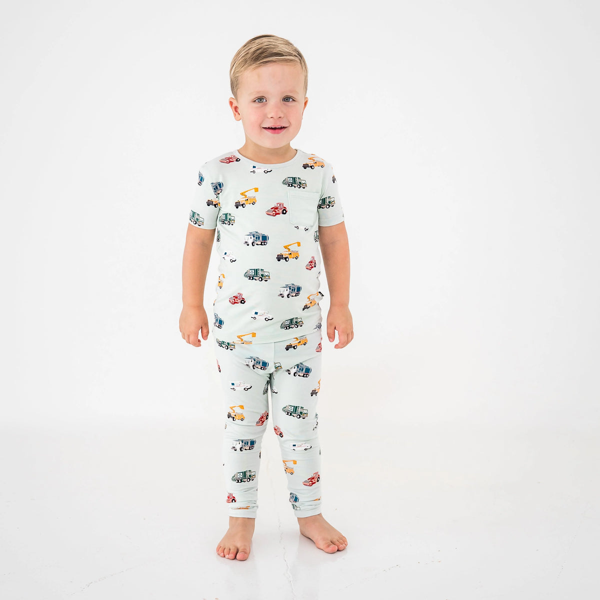 Short Sleeve with Pants Pajamas in City Vehicles