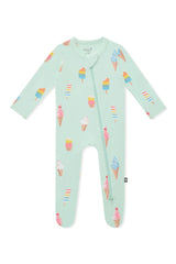 Zippered Footie in Mint Ice Cream