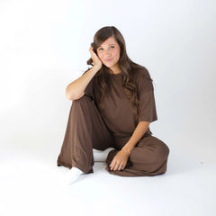 Women's Wide Leg Pant Set in Espresso